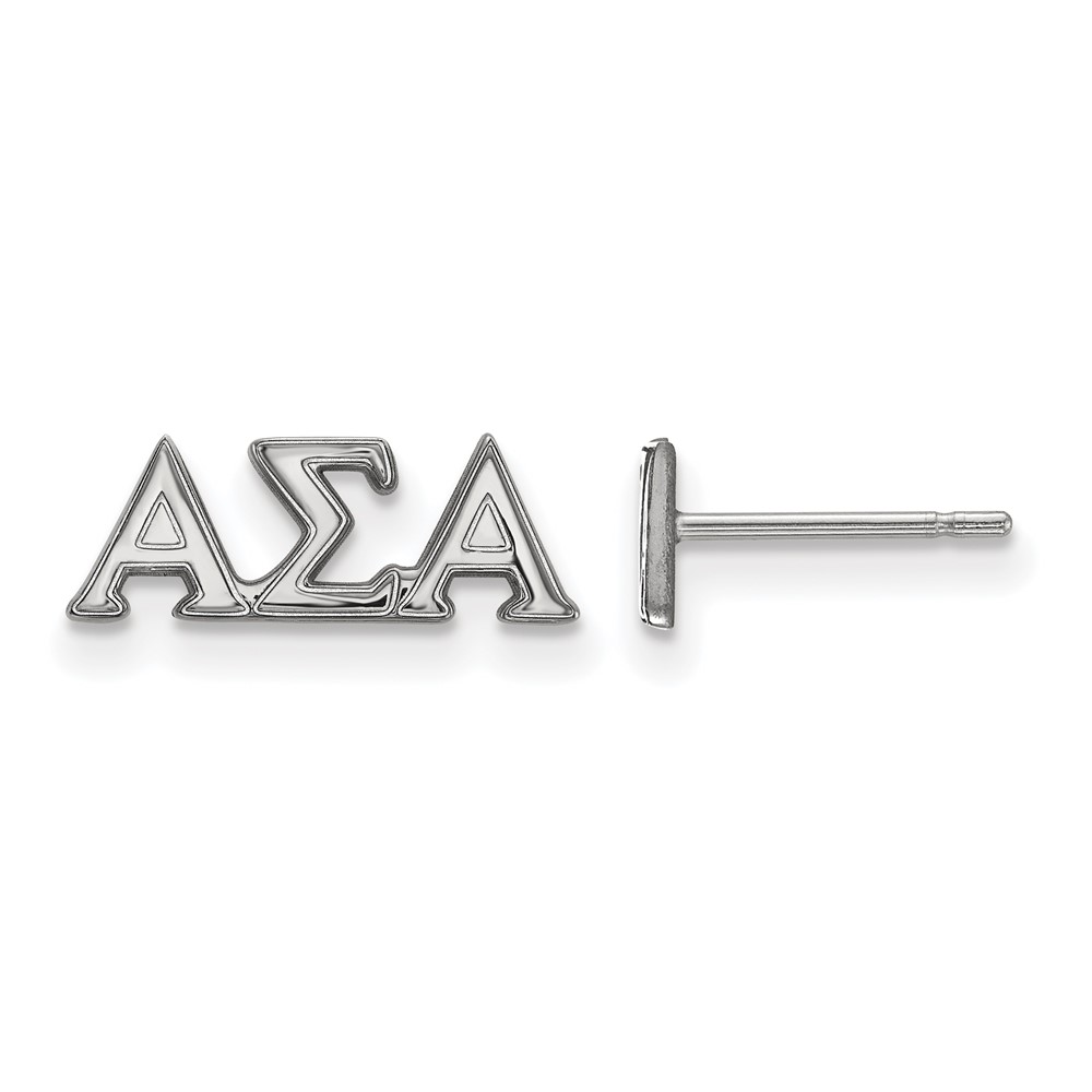 Sterling Silver Rhodium-plated LogoArt Alpha Sigma Alpha Sorority Greek Letters Extra Small Post Earrings