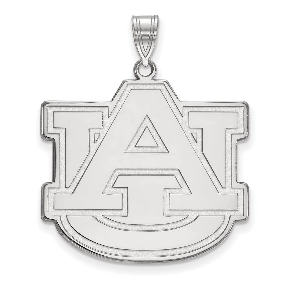 Sterling Silver Rhodium-plated LogoArt Auburn University A-u Extra Large Pendant