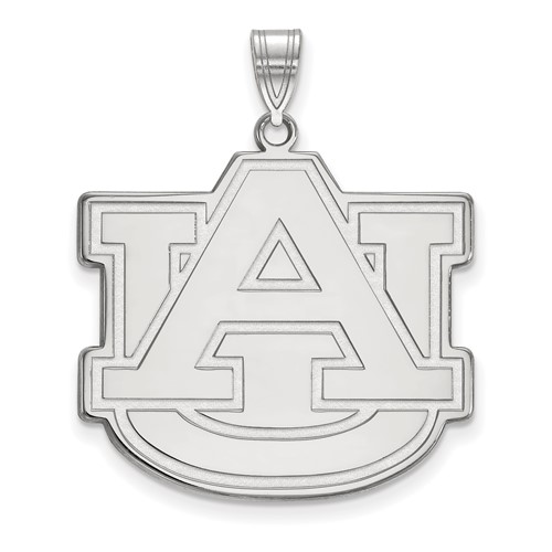 Sterling Silver Rhodium-plated LogoArt Auburn University A-u Extra Large Pendant
