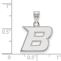 Sterling Silver Rhodium-plated LogoArt Boise State University Letter B Small Pendant view 2