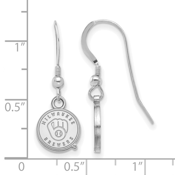 Sterling Silver Rhodium Plated Major League Baseball LogoArt Milwaukee Brewers Dangle Earrings