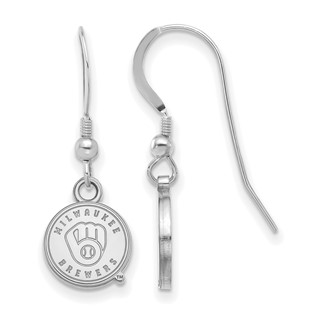 Sterling Silver Rhodium Plated Major League Baseball LogoArt Milwaukee Brewers Dangle Earrings