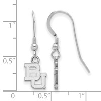 Sterling Silver Rhodium-plated LogoArt Baylor University Bears Extra Small Dangle Wire Earrings view 2