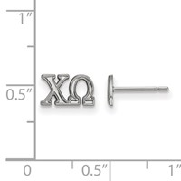 Sterling Silver Rhodium-plated LogoArt Chi Omega Sorority Greek Letters Extra Small Post Earrings view 2