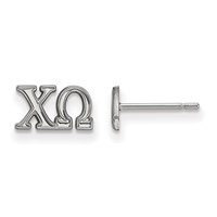 Sterling Silver Rhodium-plated LogoArt Chi Omega Sorority Greek Letters Extra Small Post Earrings view 1