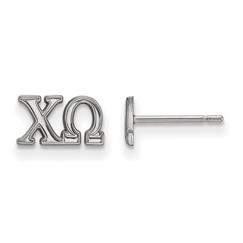 Sterling Silver Rhodium-plated LogoArt Chi Omega Sorority Greek Letters Extra Small Post Earrings