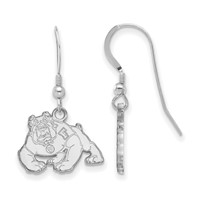 Sterling Silver Rhodium-plated LogoArt California State University Fresno Bulldog Small Dangle Wire Earrings view 2