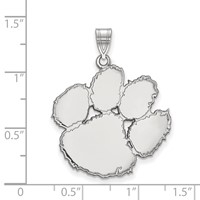 Sterling Silver Rhodium-plated LogoArt Clemson University Tiger Paw Extra Large Pendant view 2