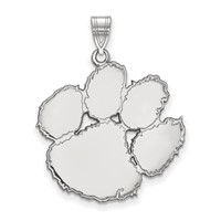 Sterling Silver Rhodium-plated LogoArt Clemson University Tiger Paw Extra Large Pendant view 1