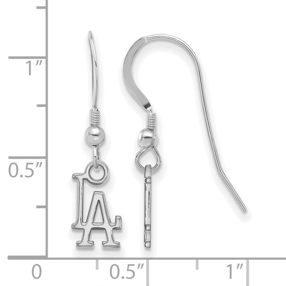 Sterling Silver Rhodium Plated Major League Baseball LogoArt Los Angeles Dodgers Dangle Earrings