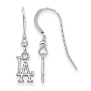 Sterling Silver Rhodium Plated Major League Baseball LogoArt Los Angeles Dodgers Dangle Earrings