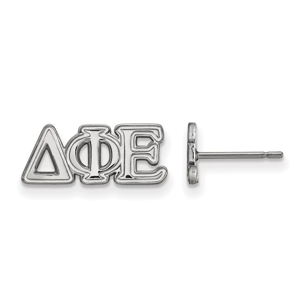 Sterling Silver Rhodium-plated LogoArt Delta Phi Epsilon Sorority Greek Letters Extra Small Post Earrings
