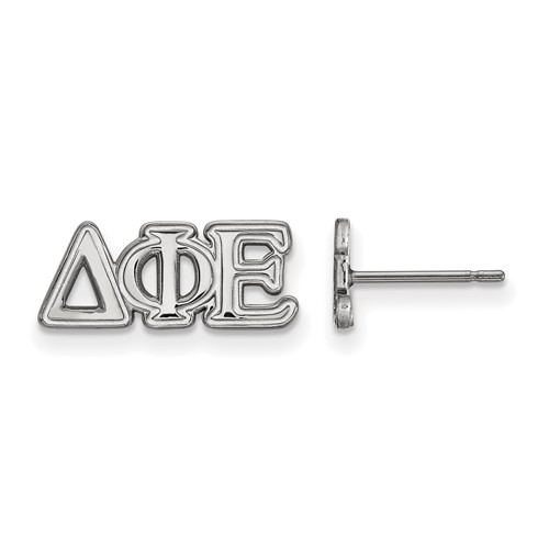 Sterling Silver Rhodium-plated LogoArt Delta Phi Epsilon Sorority Greek Letters Extra Small Post Earrings
