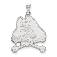 Sterling Silver Rhodium-plated LogoArt East Carolina University Pirate Extra Large Pendant view 1