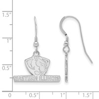 Sterling Silver Rhodium-plated LogoArt Eastern Illinois University Small Dangle Wire Earrings view 2