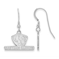 Sterling Silver Rhodium-plated LogoArt Eastern Illinois University Small Dangle Wire Earrings view 1