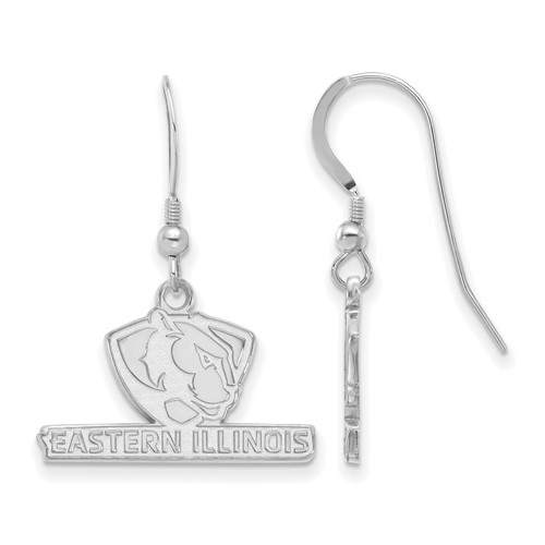 Sterling Silver Rhodium-plated LogoArt Eastern Illinois University Small Dangle Wire Earrings