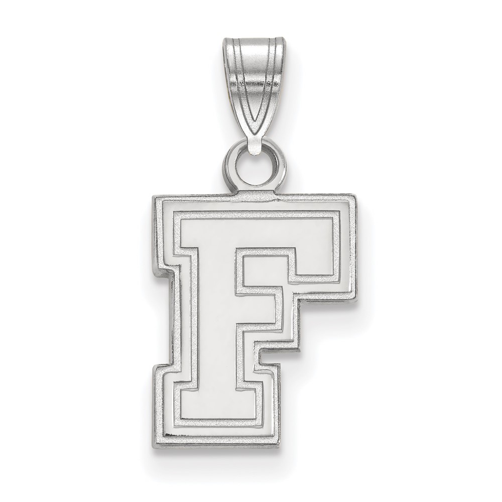 Sterling Silver Rhodium-plated LogoArt Fordham University Letter F Small Pendant