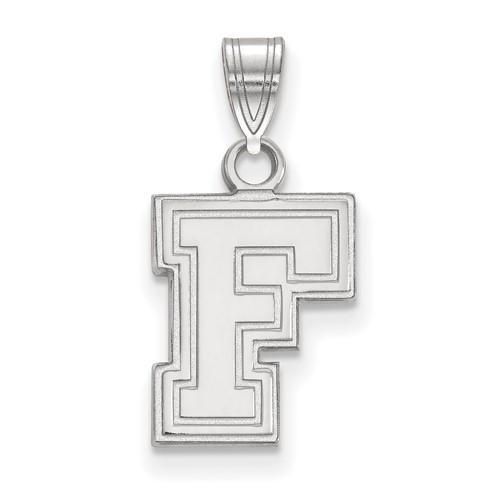 Sterling Silver Rhodium-plated LogoArt Fordham University Letter F Small Pendant