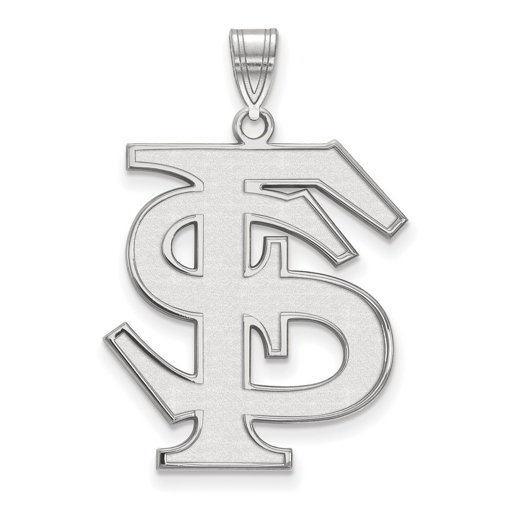 Sterling Silver Rhodium-plated LogoArt Florida State University F-s Extra Large Pendant