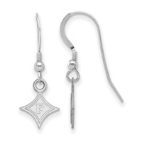 Sterling Silver Rhodium-plated LogoArt Furman University Extra Small Dangle Wire Earrings view 1