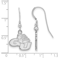Sterling Silver Rhodium-plated LogoArt Gonzaga University G-u Bulldog Small Dangle Wire Earrings view 2