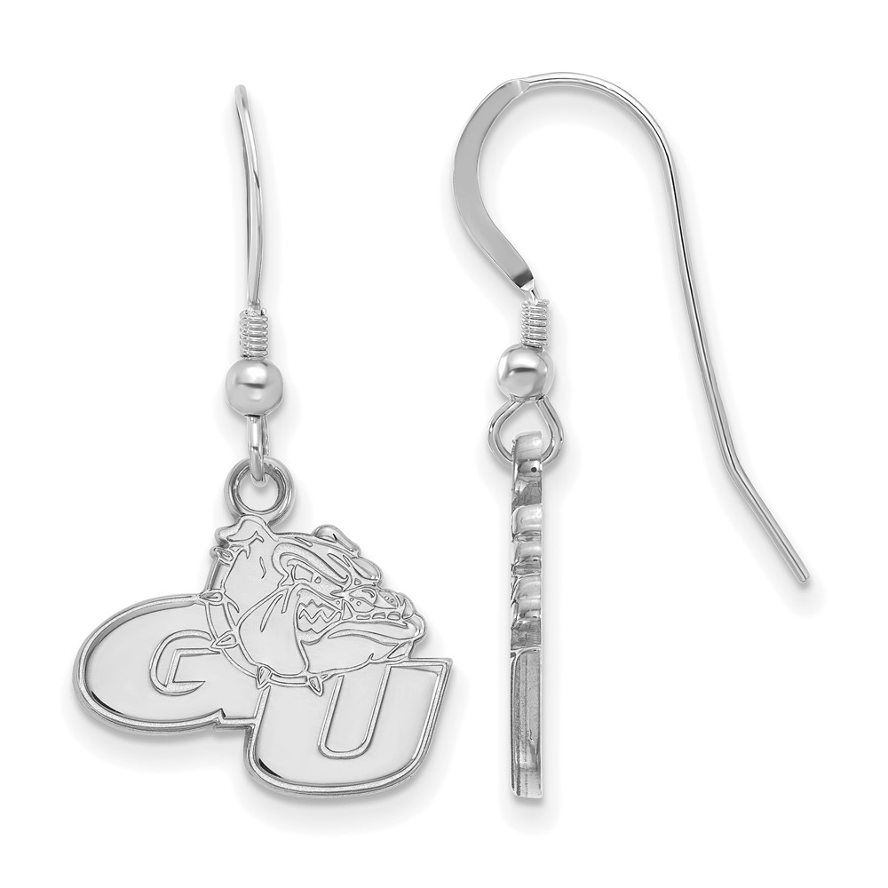 Sterling Silver Rhodium-plated LogoArt Gonzaga University G-u Bulldog Small Dangle Wire Earrings