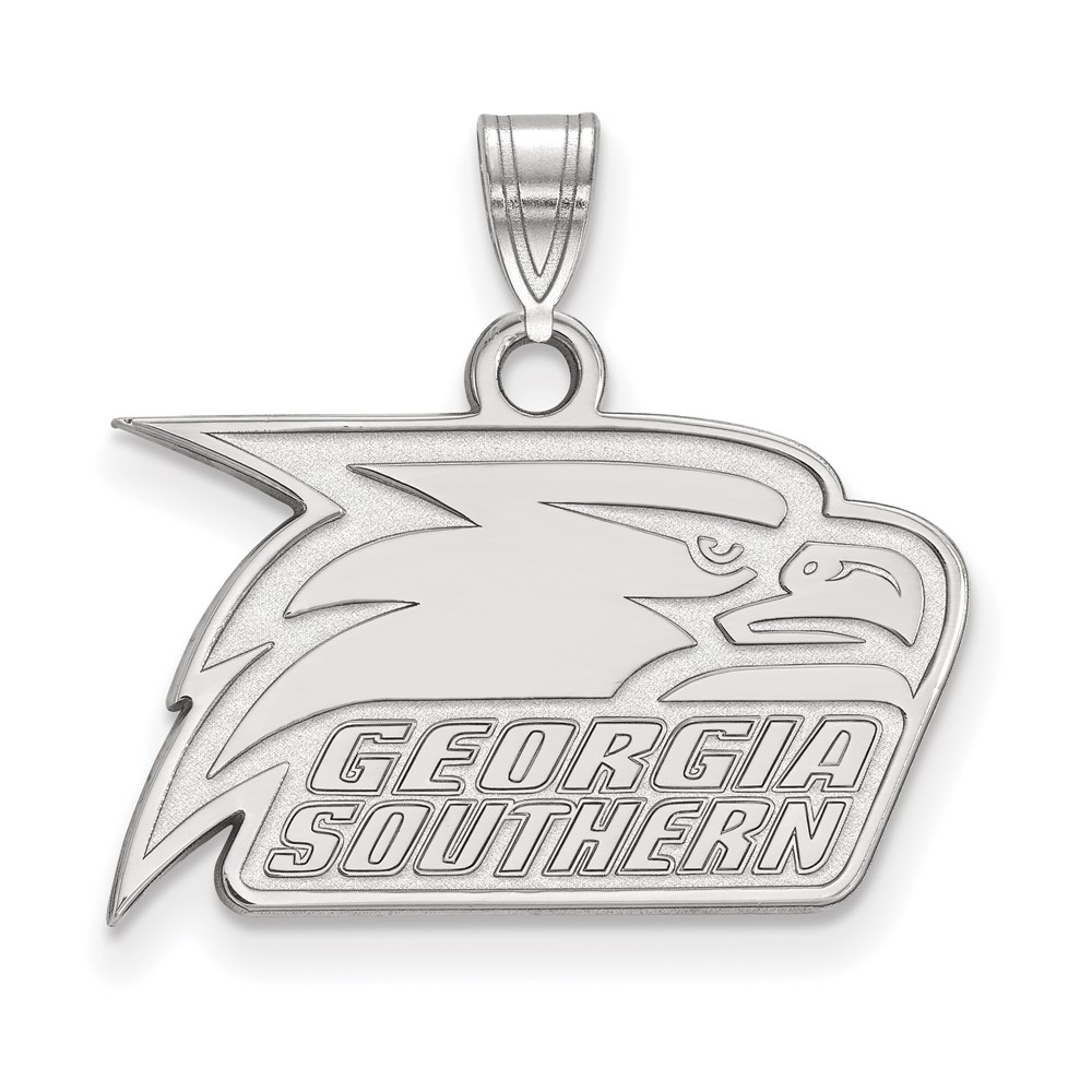 Sterling Silver Rhodium-plated LogoArt Georgia Southern University Eagle Small Pendant