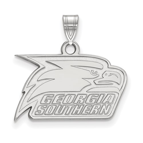 Sterling Silver Rhodium-plated LogoArt Georgia Southern University Eagle Small Pendant