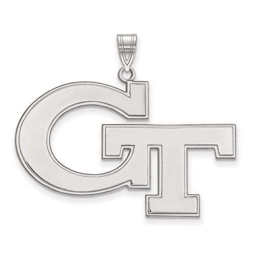 Sterling Silver Rhodium-plated LogoArt Georgia Institute of Technology G-t Extra Large Pendant