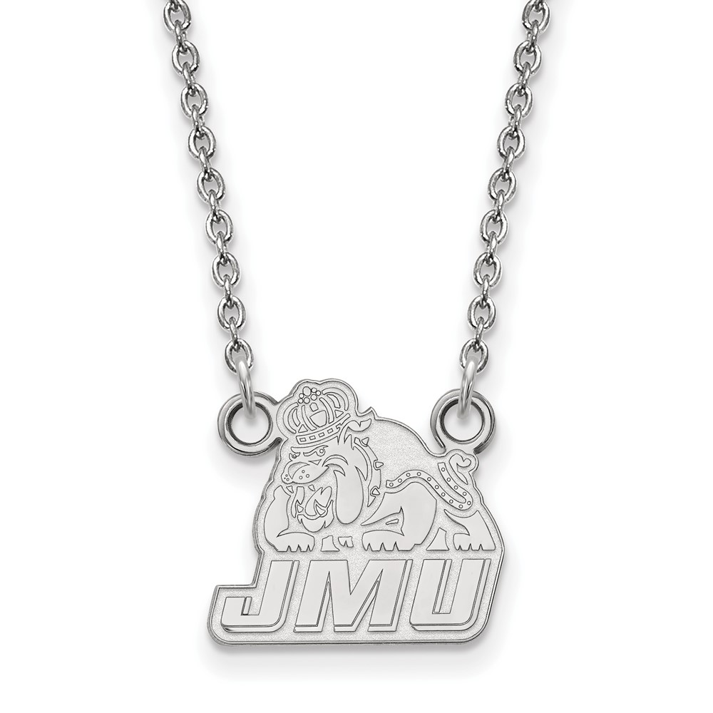 Sterling Silver Rhodium-plated LogoArt James Madison University Small Pendant Necklace, 18"