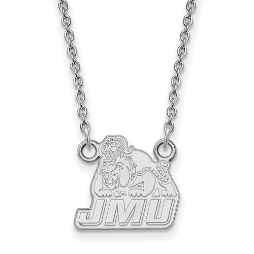Sterling Silver Rhodium-plated LogoArt James Madison University Small Pendant Necklace, 18"