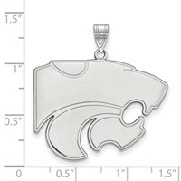 Sterling Silver Rhodium-plated LogoArt Kansas State University Wildcat Extra Large Pendant view 3