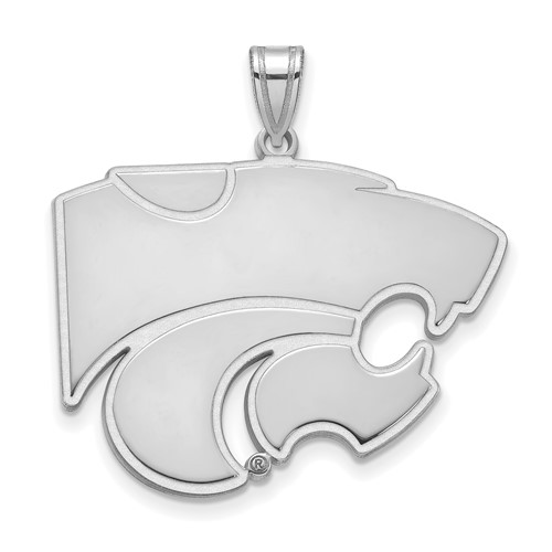 Sterling Silver Rhodium-plated LogoArt Kansas State University Wildcat Extra Large Pendant