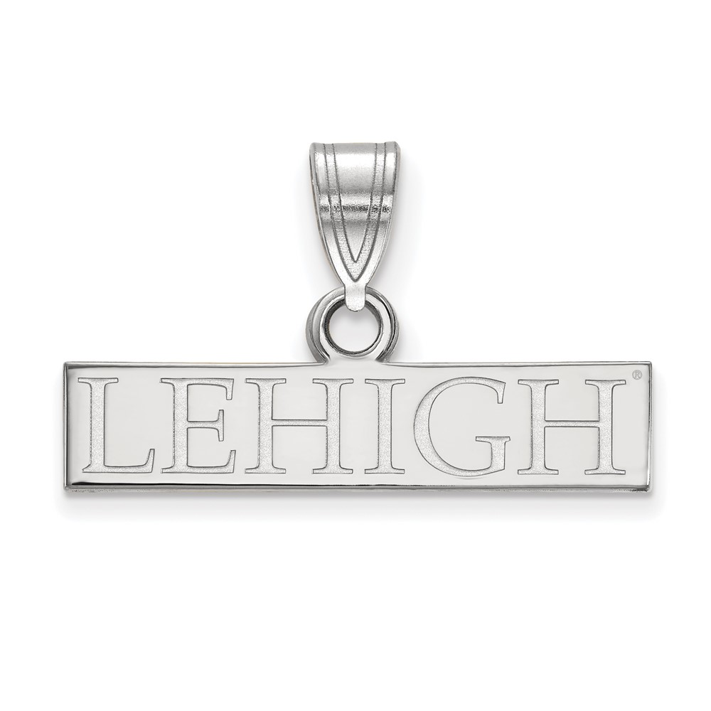 Sterling Silver Rhodium-plated LogoArt Lehigh University Small Bar Pendant