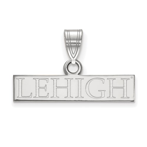 Sterling Silver Rhodium-plated LogoArt Lehigh University Small Bar Pendant