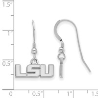 Sterling Silver Rhodium-plated LogoArt Louisiana State University L-s-u Extra Small Dangle Wire Earrings view 2
