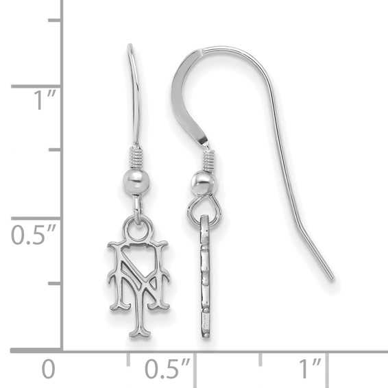 Sterling Silver Rhodium Plated Major League Baseball LogoArt New York Mets Dangle Earrings