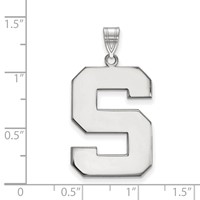 Sterling Silver Rhodium-plated LogoArt Michigan State University Letter S Extra Large Pendant view 2