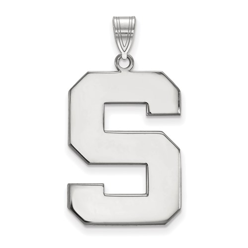 Sterling Silver Rhodium-plated LogoArt Michigan State University Letter S Extra Large Pendant