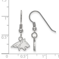 Sterling Silver Rhodium-plated LogoArt Montana State University Bobcat Extra Small Dangle Wire Earrings view 2