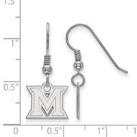 Sterling Silver Rhodium-plated LogoArt Miami University Ohio Letter M Extra Small Dangle Wire Earrings view 2