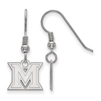 Sterling Silver Rhodium-plated LogoArt Miami University Ohio Letter M Extra Small Dangle Wire Earrings view 1