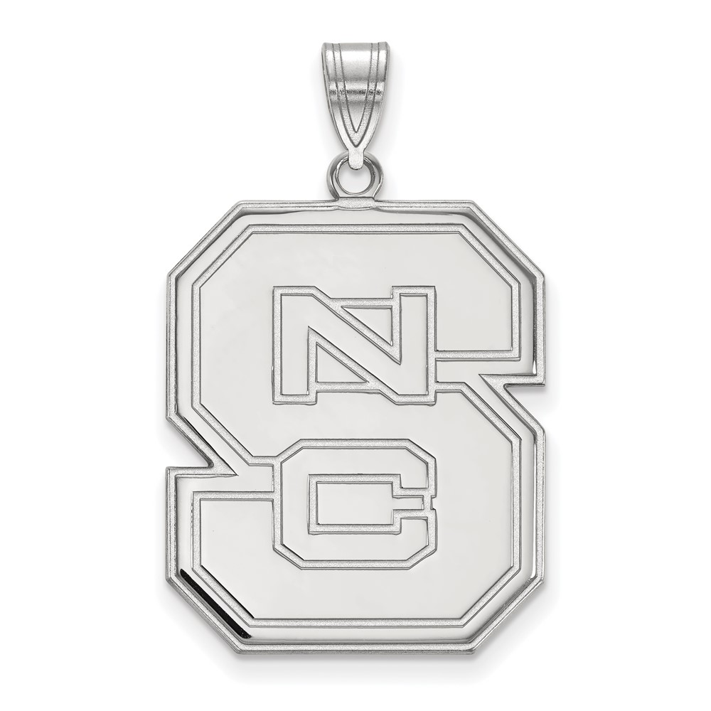 Sterling Silver Rhodium-plated LogoArt North Carolina State University N-c-s Extra Large Pendant