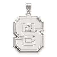 Sterling Silver Rhodium-plated LogoArt North Carolina State University N-c-s Extra Large Pendant view 1