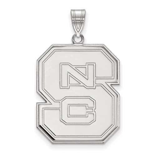 Sterling Silver Rhodium-plated LogoArt North Carolina State University N-c-s Extra Large Pendant