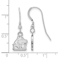 Sterling Silver Rhodium-plated LogoArt Northern Illinois University N-i-u Huskies Extra Small Dangle Wire Earrings view 2