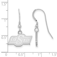Sterling Silver Rhodium-plated LogoArt Oklahoma State University O-s-u Extra Small Dangle Wire Earrings view 2