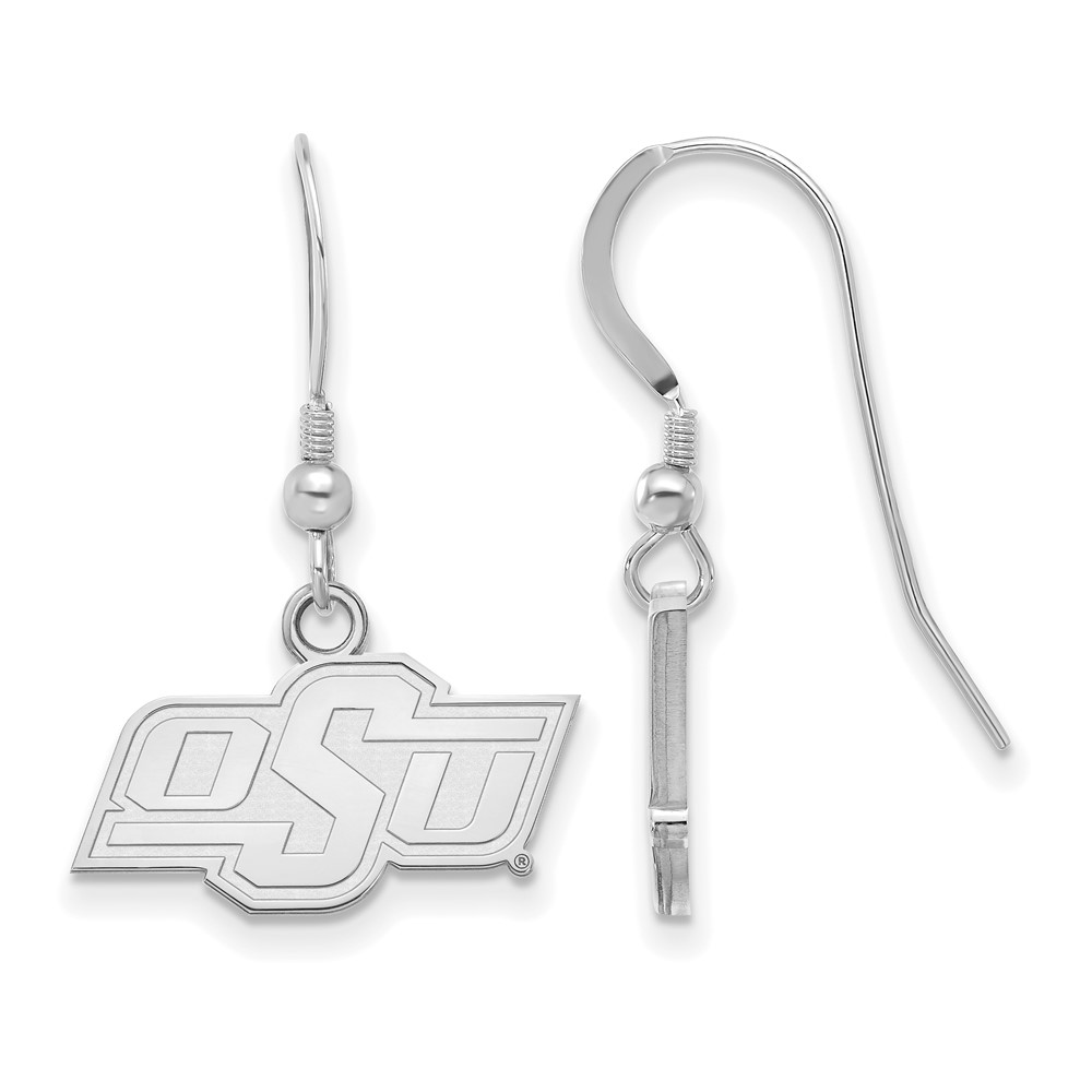 Sterling Silver Rhodium-plated LogoArt Oklahoma State University O-s-u Extra Small Dangle Wire Earrings