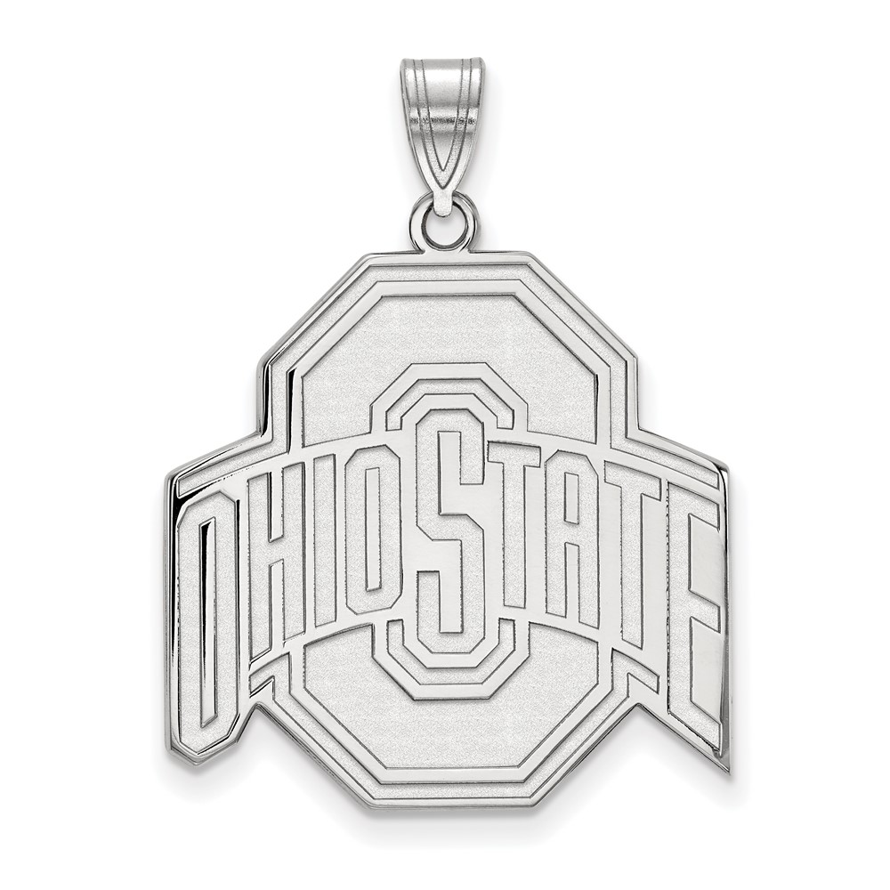Sterling Silver Rhodium-plated LogoArt the Ohio State University Extra Large Pendant